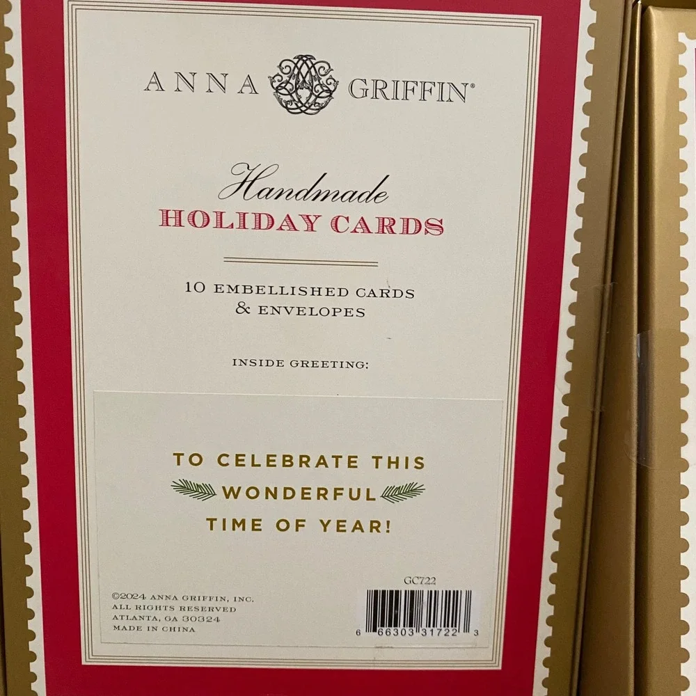 New Sealed Anna Griffin 5 sets (50ct) handmade Holiday Cards Envelopes Christmas